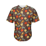 Yarn And Needle Pattern Print Men's Baseball Jersey
