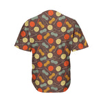 Yarn And Needle Pattern Print Men's Baseball Jersey