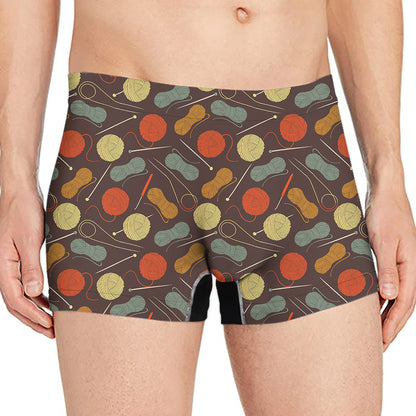 Yarn And Needle Pattern Print Men's Boxer Briefs