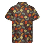 Yarn And Needle Pattern Print Men's Short Sleeve Shirt