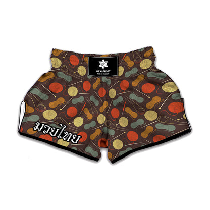 Yarn And Needle Pattern Print Muay Thai Boxing Shorts