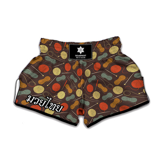 Yarn And Needle Pattern Print Muay Thai Boxing Shorts