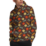 Yarn And Needle Pattern Print Pullover Hoodie