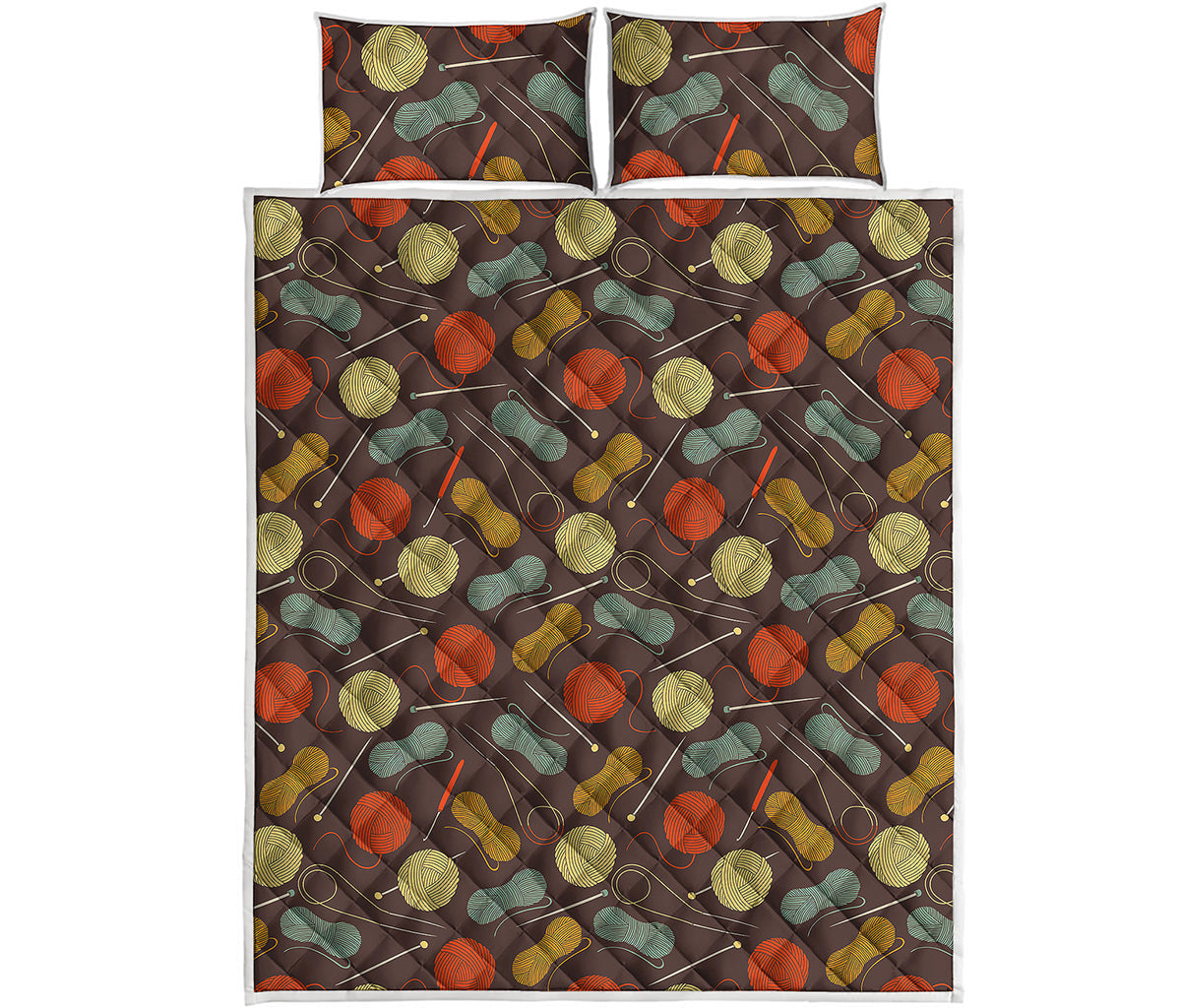 Yarn And Needle Pattern Print Quilt Bed Set