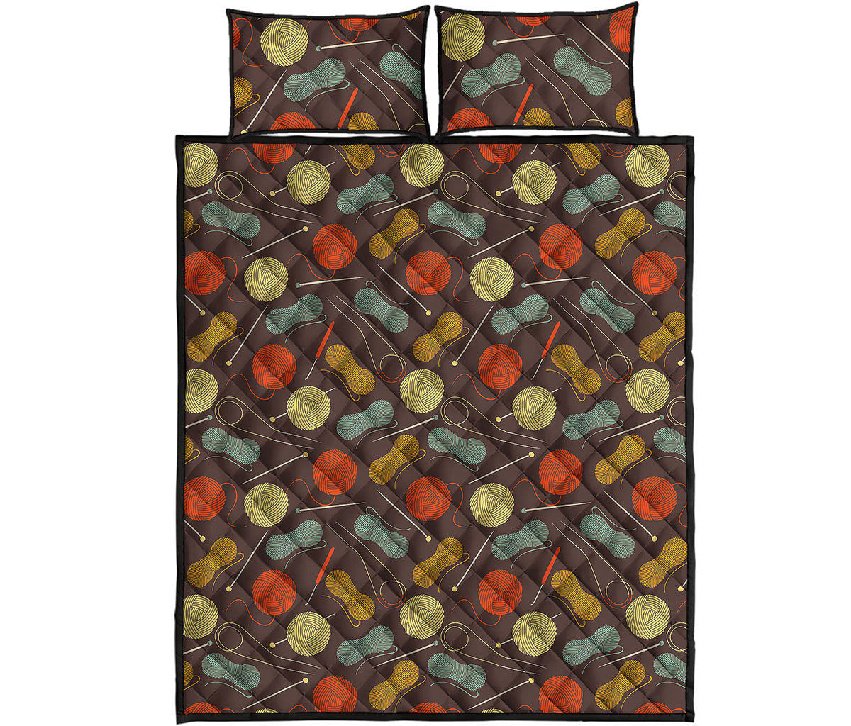 Yarn And Needle Pattern Print Quilt Bed Set