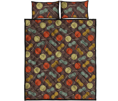 Yarn And Needle Pattern Print Quilt Bed Set