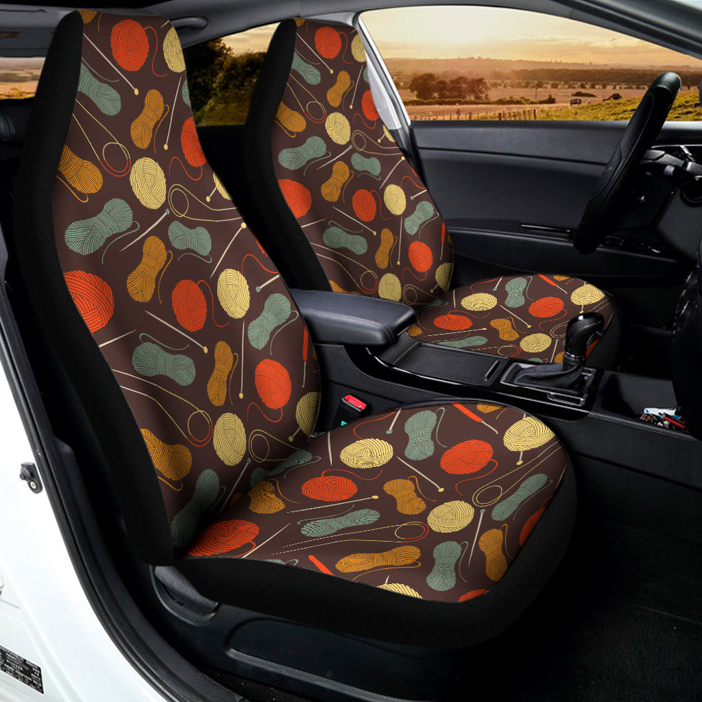 Yarn And Needle Pattern Print Universal Fit Car Seat Covers