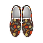 Yarn And Needle Pattern Print White Slip On Shoes