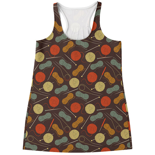 Yarn And Needle Pattern Print Women's Racerback Tank Top