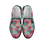 Yarn Balls Pattern Print Black Slip On Shoes