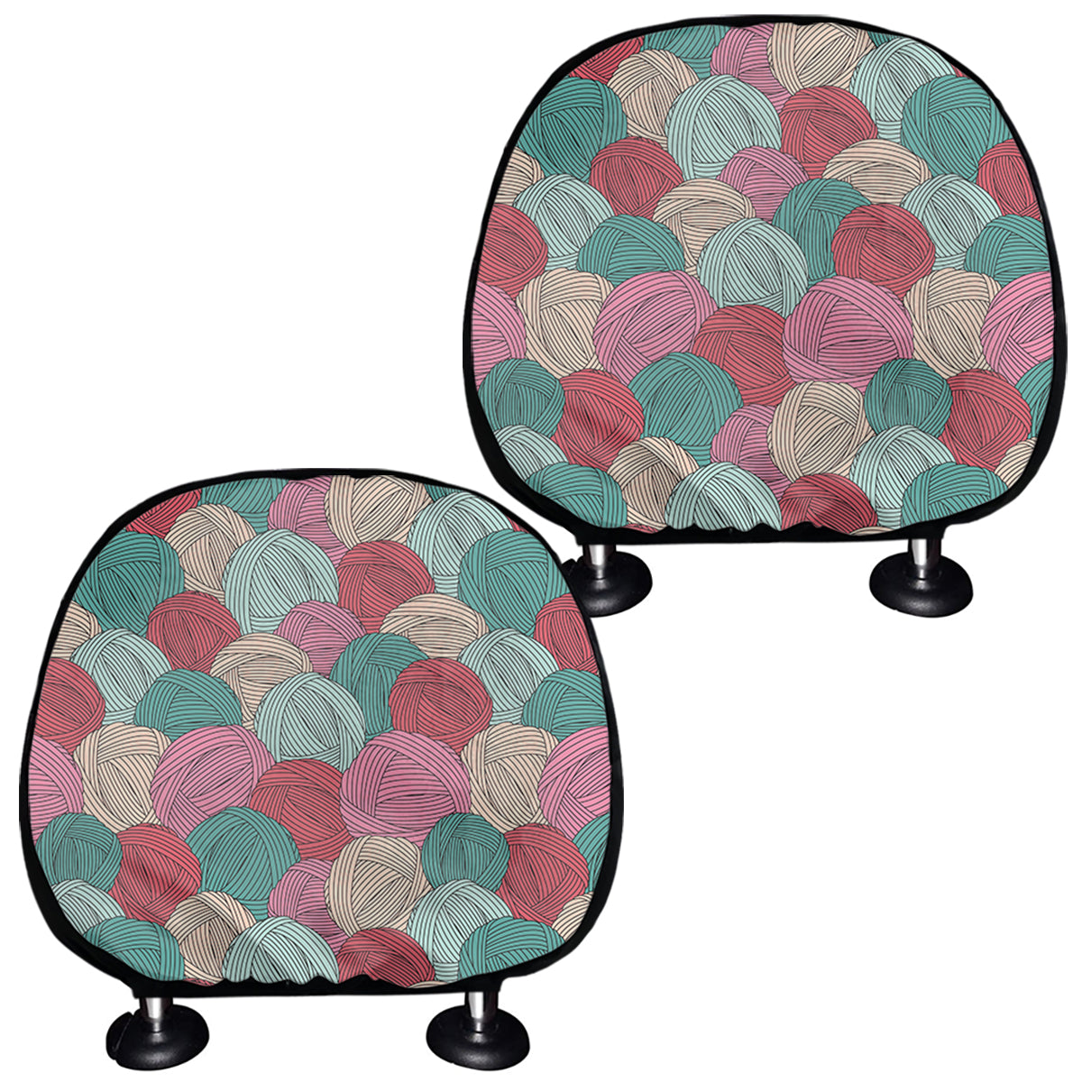 Yarn Balls Pattern Print Car Headrest Covers