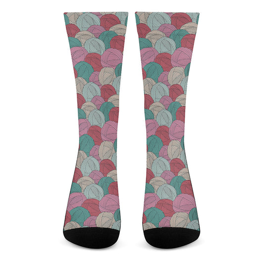Yarn Balls Pattern Print Crew Socks