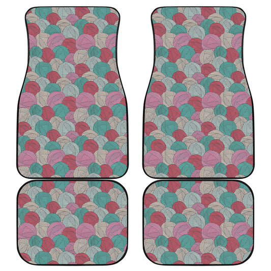 Yarn Balls Pattern Print Front and Back Car Floor Mats