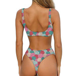 Yarn Balls Pattern Print Front Bow Tie Bikini