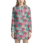 Yarn Balls Pattern Print Hoodie Dress