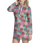 Yarn Balls Pattern Print Hoodie Dress