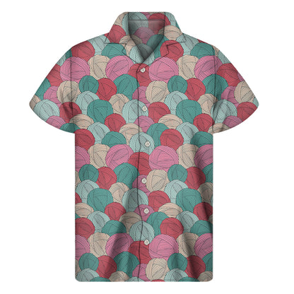 Yarn Balls Pattern Print Men's Short Sleeve Shirt