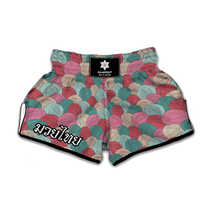 Yarn Balls Pattern Print Muay Thai Boxing Shorts