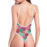 Yarn Balls Pattern Print One Piece High Cut Swimsuit