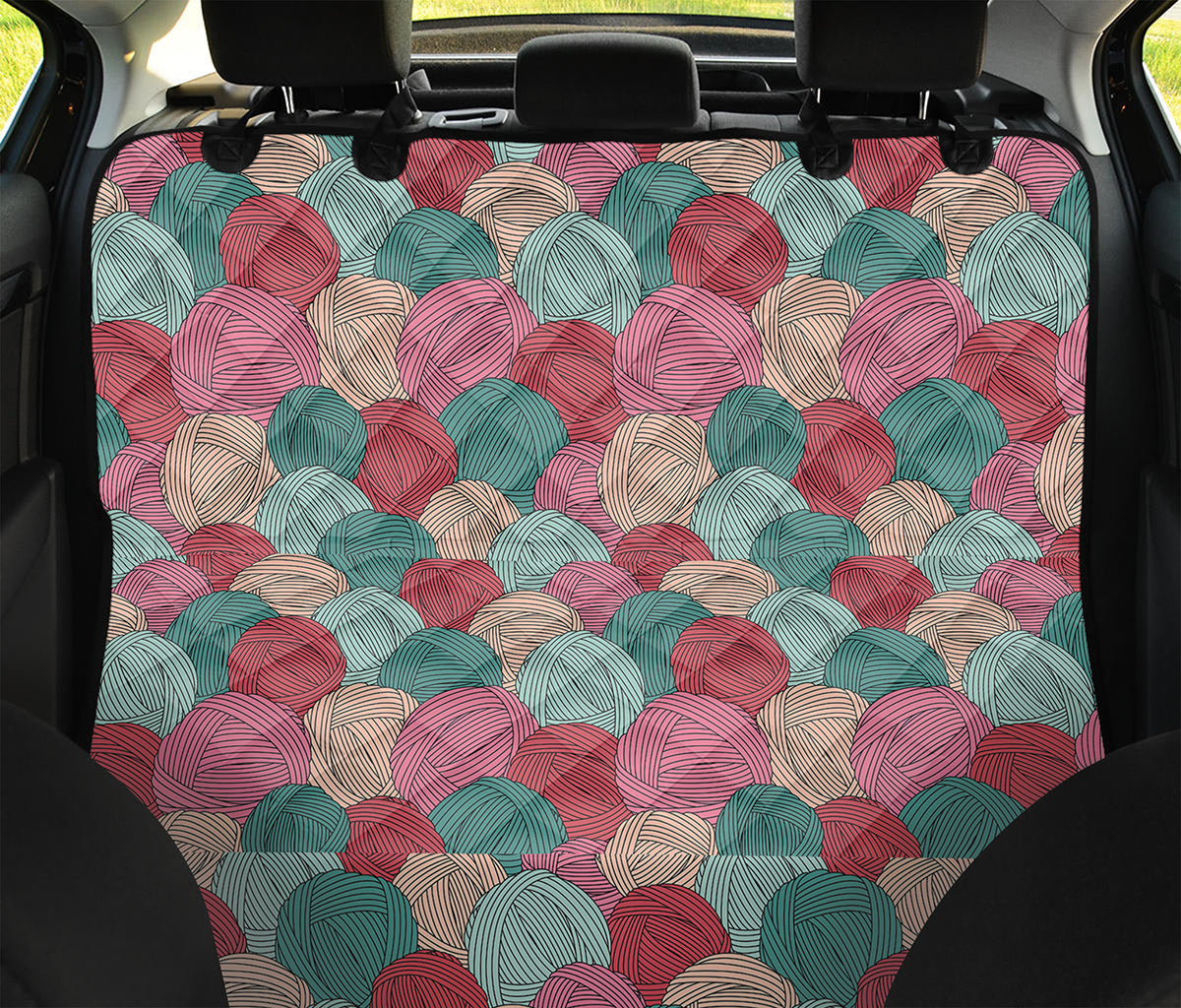 Yarn Balls Pattern Print Pet Car Back Seat Cover