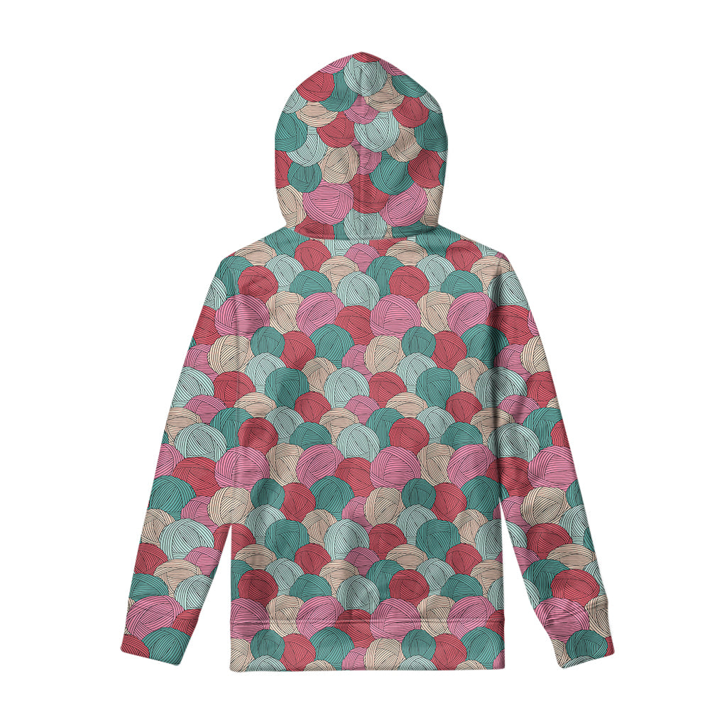 Yarn Balls Pattern Print Pullover Hoodie