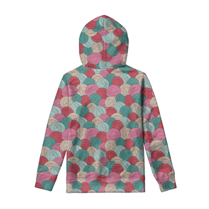 Yarn Balls Pattern Print Pullover Hoodie