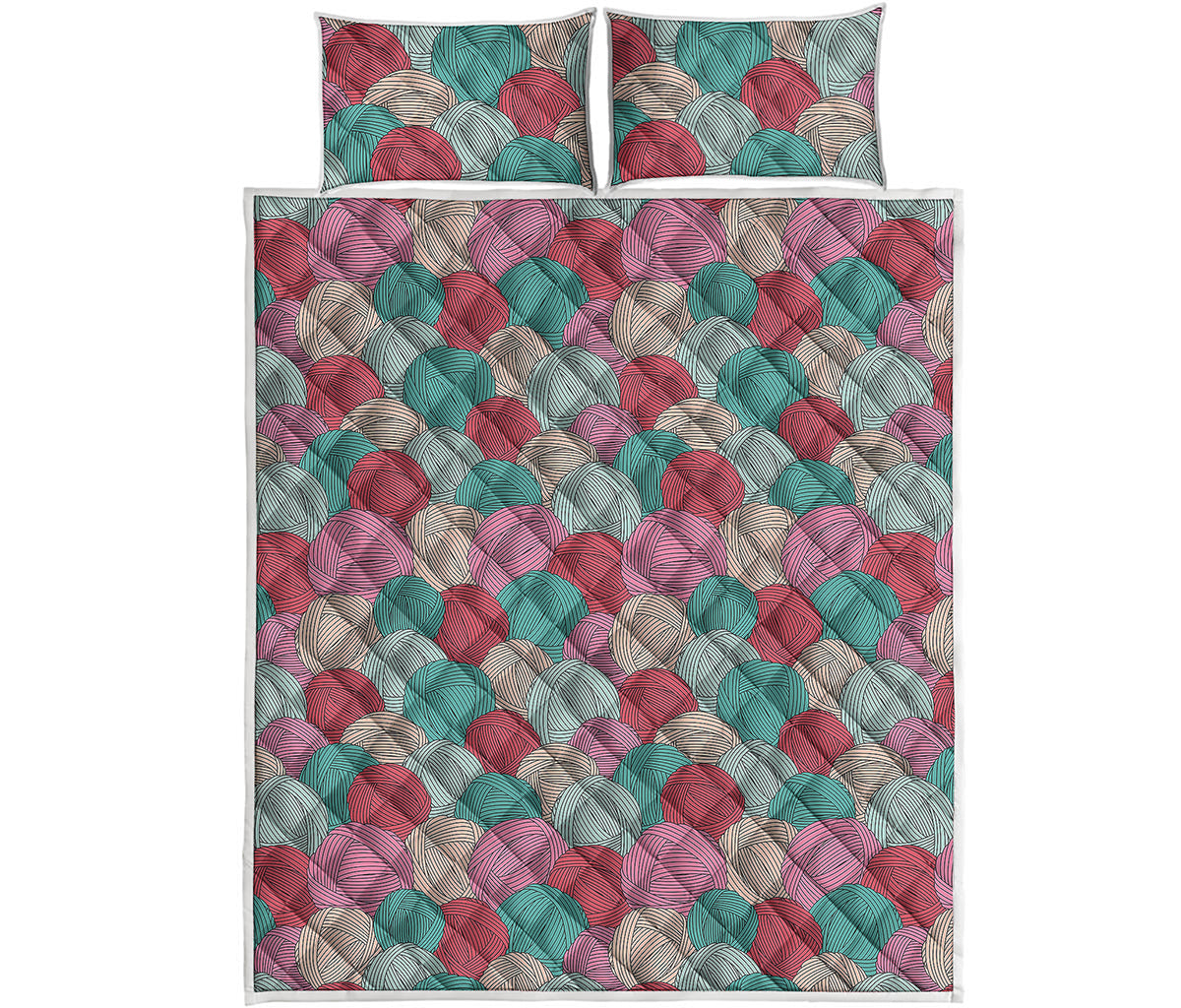 Yarn Balls Pattern Print Quilt Bed Set