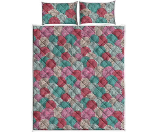 Yarn Balls Pattern Print Quilt Bed Set