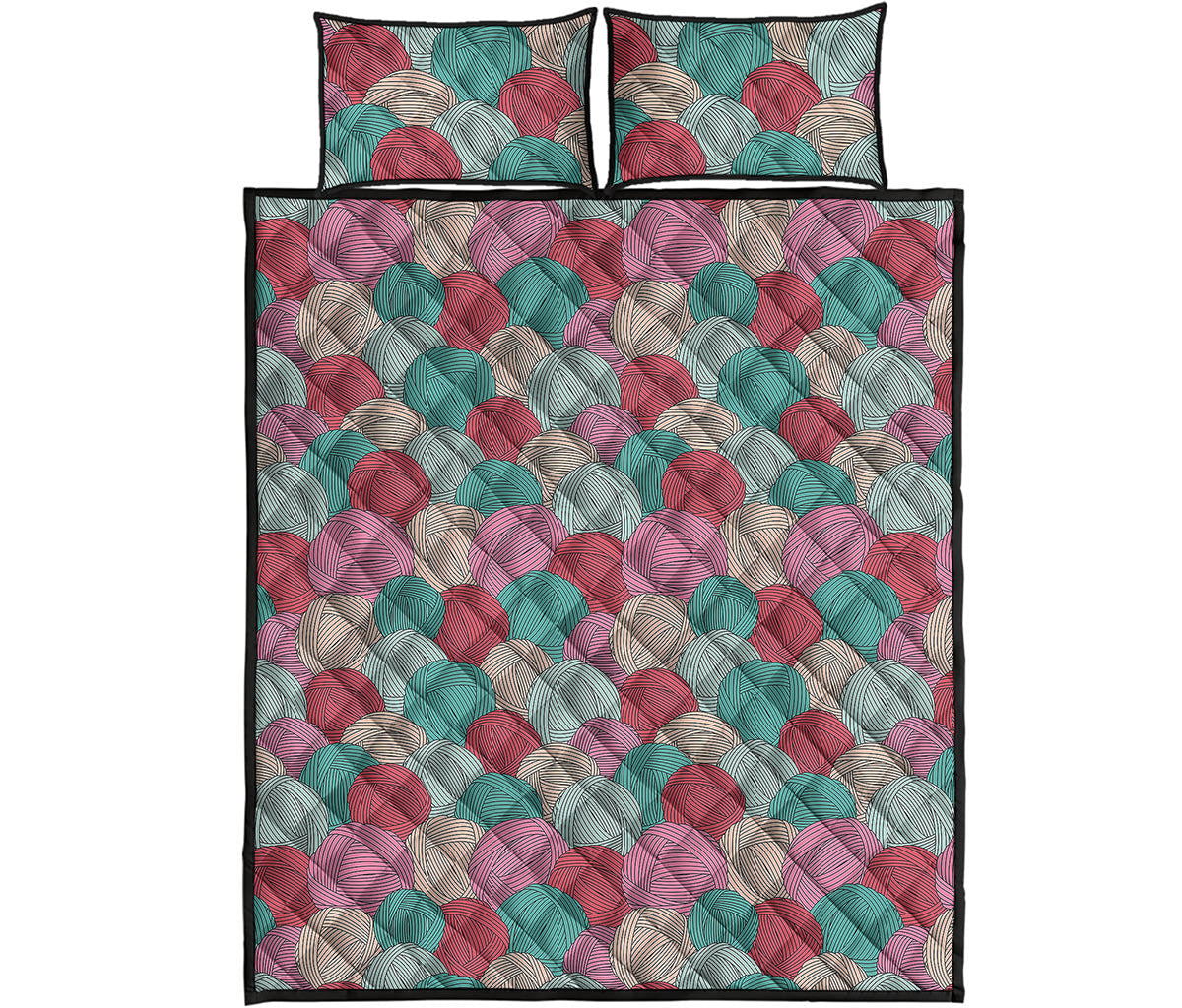 Yarn Balls Pattern Print Quilt Bed Set