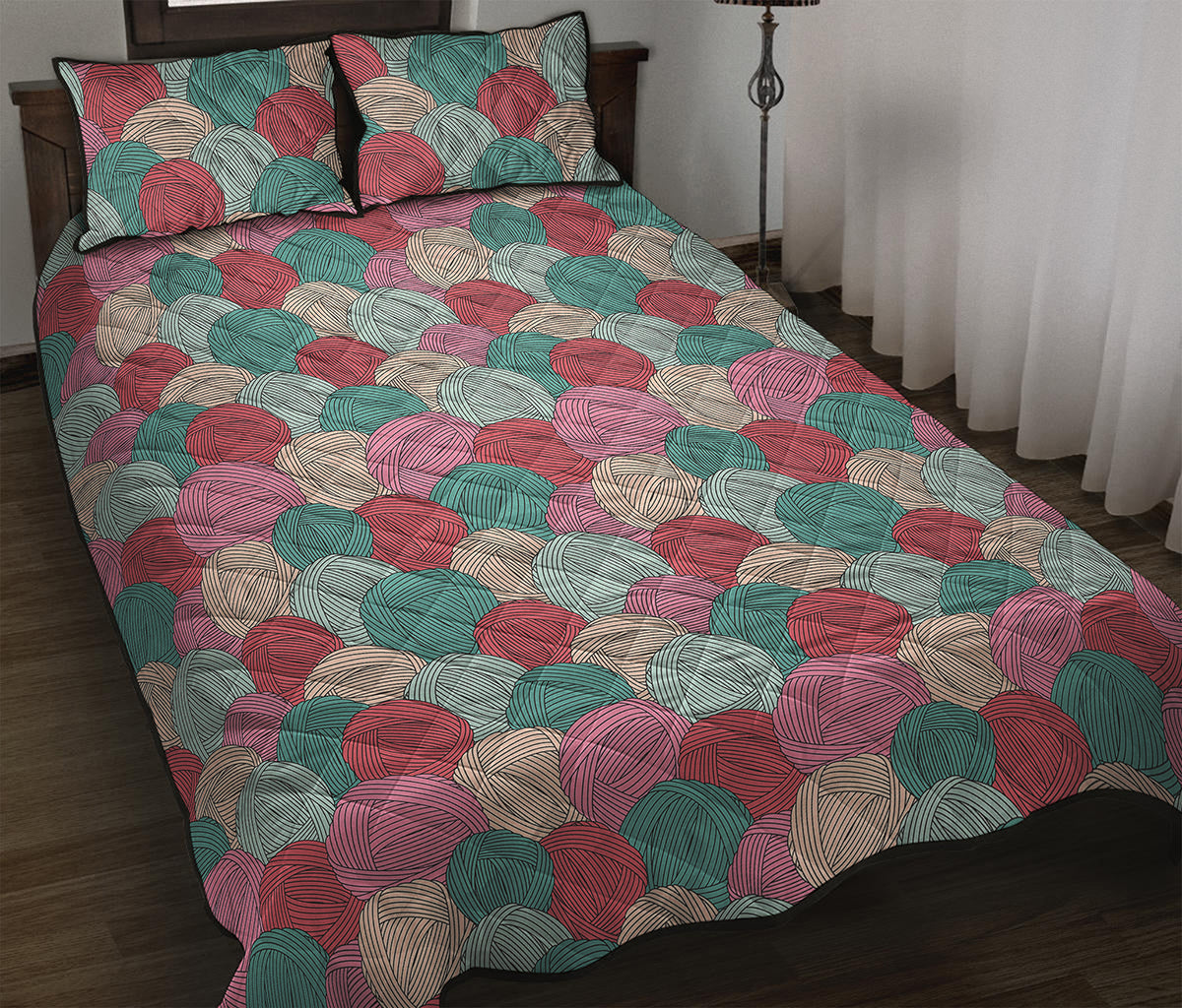 Yarn Balls Pattern Print Quilt Bed Set