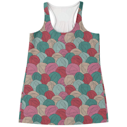 Yarn Balls Pattern Print Women's Racerback Tank Top