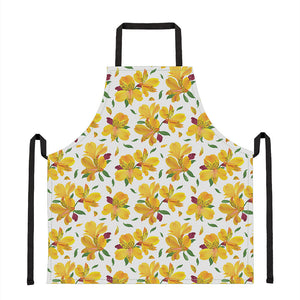 Yellow Alstroemeria Pattern Print Apron