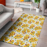 Yellow Alstroemeria Pattern Print Area Rug