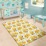 Yellow Alstroemeria Pattern Print Area Rug