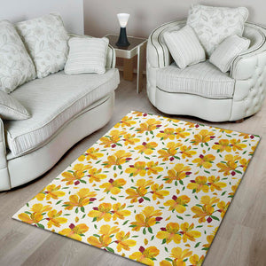 Yellow Alstroemeria Pattern Print Area Rug