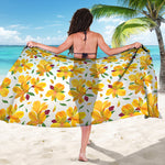 Yellow Alstroemeria Pattern Print Beach Sarong Wrap