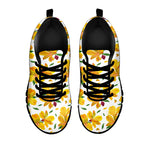 Yellow Alstroemeria Pattern Print Black Sneakers