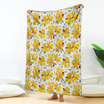 Yellow Alstroemeria Pattern Print Blanket