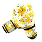 Yellow Alstroemeria Pattern Print Boxing Gloves