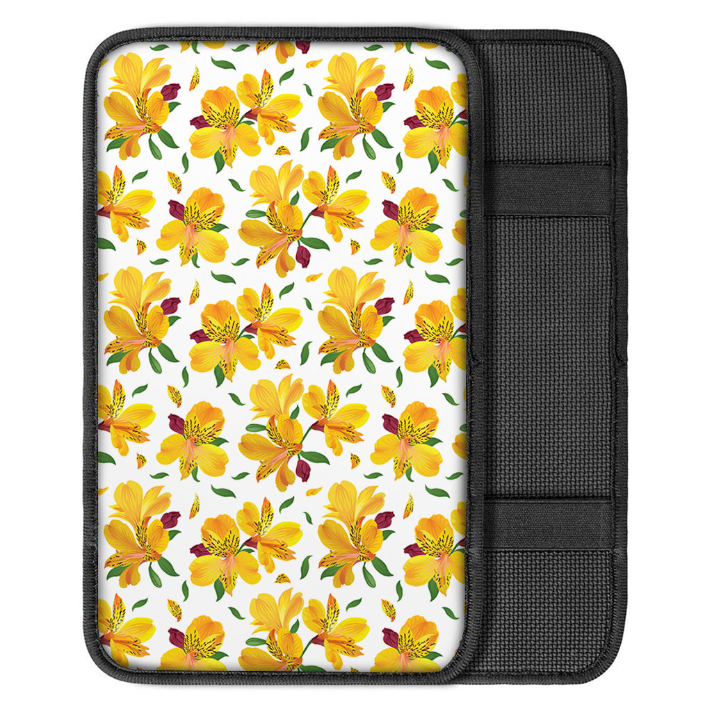 Yellow Alstroemeria Pattern Print Car Center Console Cover