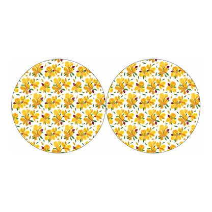 Yellow Alstroemeria Pattern Print Car Coasters