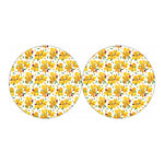 Yellow Alstroemeria Pattern Print Car Coasters