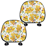 Yellow Alstroemeria Pattern Print Car Headrest Covers