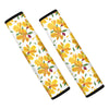 Yellow Alstroemeria Pattern Print Car Seat Belt Covers