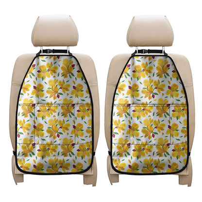 Yellow Alstroemeria Pattern Print Car Seat Organizers