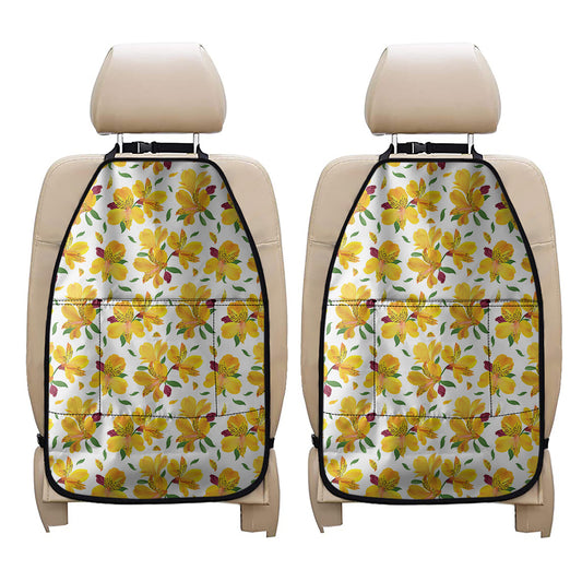 Yellow Alstroemeria Pattern Print Car Seat Organizers