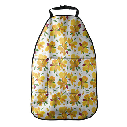 Yellow Alstroemeria Pattern Print Car Seat Organizers