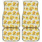 Yellow Alstroemeria Pattern Print Front and Back Car Floor Mats