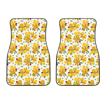 Yellow Alstroemeria Pattern Print Front Car Floor Mats