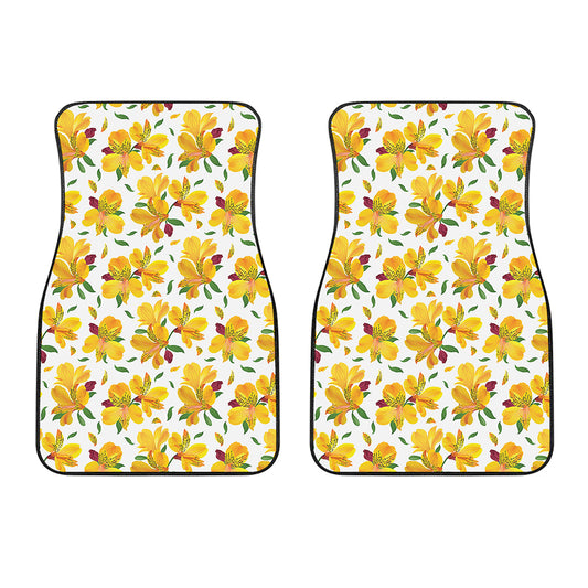 Yellow Alstroemeria Pattern Print Front Car Floor Mats